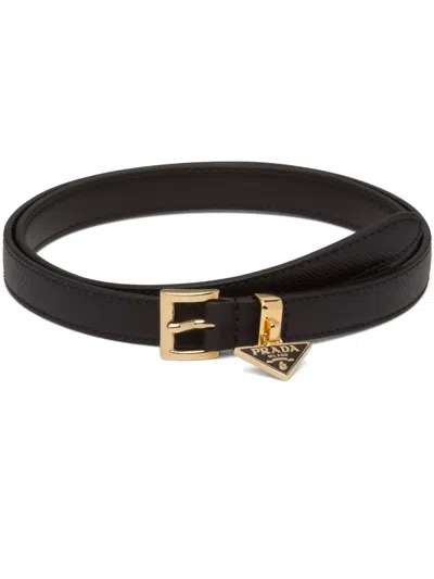 PRADA TRIANGLE-LOGO LEATHER BELT