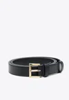 Prada Triangle-logo Leather Belt In Black