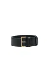 Prada Triangle Logo Leather Belt In Black