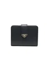 Prada Triangle-logo Leather Bi-fold Wallet In Black