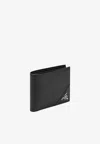 Prada Triangle Logo Saffiano Leather Bi-fold Wallet In Black