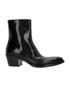 Prada Brushed Leather Camperos Boots In Black
