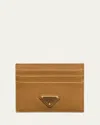 Prada Triangle Logo Leather Card Case In Clay Grey