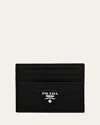 Prada Triangle Logo Patent Leather Wallet In Nero