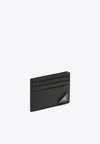 Prada Triangle Logo Leather Cardholder In Black