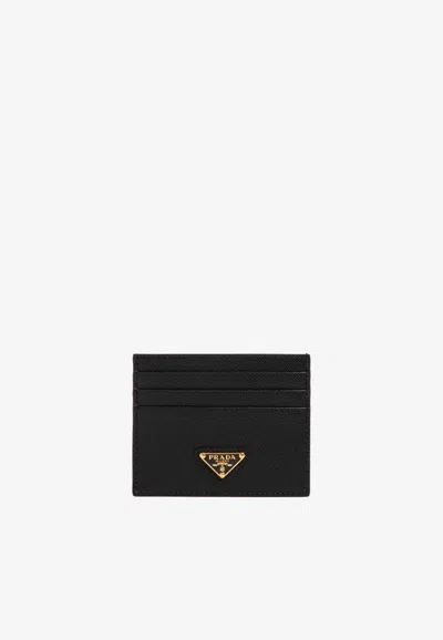 PRADA TRIANGLE LOGO LEATHER CARDHOLDER