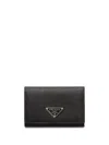 Prada Triangle Logo Leather Wallet In Black