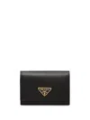 Prada Triangle-logo Leather Cardholder In Black