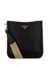 Prada Triangle-logo Leather Crossbody Bag In Schwarz