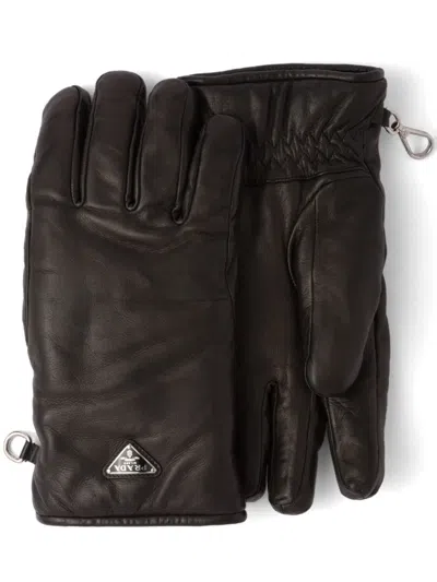 PRADA TRIANGLE-LOGO LEATHER GLOVES