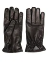 Prada Triangle-logo Leather Gloves In Schwarz