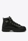Prada Logo Leather Ankle Boots Boots And Ankle Boots Black In Black