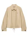 Prada Womens Neutral Triangle-logo Blouson Leather Jacket In Brown