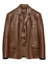 Prada Nappa Leather Jacket In Brown