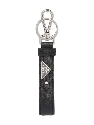 Prada Triangle-logo Leather Keychain