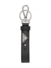 Prada Men Portachiavi In Pelle Saffiano In Black