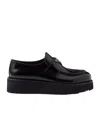 Prada Triangle-logo Leather Loafers In Black