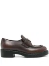 PRADA TRIANGLE-LOGO LEATHER LOAFERS