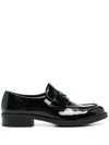 Prada Triangle-logo Leather Loafers In Black
