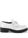 Prada Chocolate Brushed Leather Loafers In White
