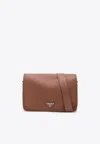 Prada Triangle Logo Leather Messenger Bag