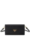 Prada Mini Saffiano Logo Flip Shoulder Bag In Black