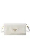 Prada Triangle-logo Leather Mini Bag In White