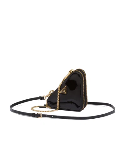 Prada Patent Leather Mini Pouch In Black