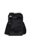 Prada Triangle-logo Leather Phone Case In Black