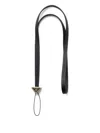 Prada Triangle-logo Leather Phone Strap In Black