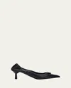 Prada Pointed Toe Kitten Heel Pumps With Ruched Detail In Black