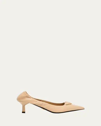 Prada Triangle Logo Leather Pumps In Multi