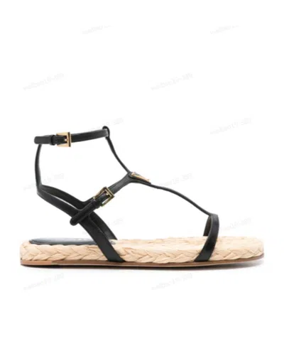 PRADA PRADA TRIANGLE-LOGO T-BAR STRAP SANDALS