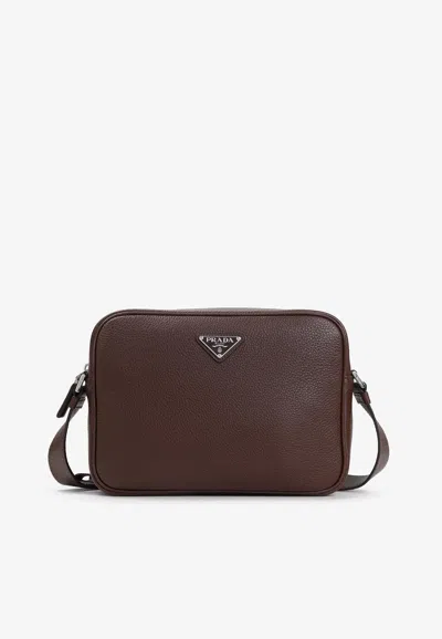 Prada Triangle Logo Leather Shoulder Bag