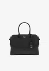 Prada Triangle Logo Leather Shoulder Bag In Black