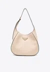 Prada Women's Travertine-coloured Leather Shoulder Bag In Cream