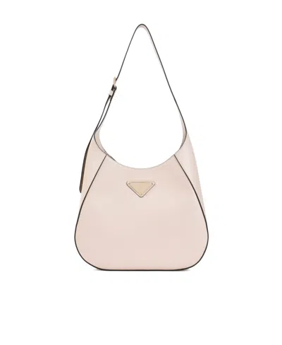 Prada Triangle-logo Leather Shoulder Bag In Nude