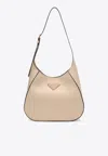 Prada Women's Travertine-coloured Leather Shoulder Bag In Powder