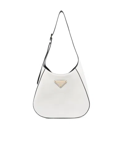 PRADA TRIANGLE-LOGO LEATHER SHOULDER BAG