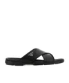 Prada Spazzolato Slide Sandal In Black