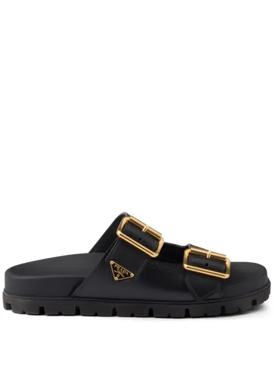 Prada Quilted Slingback Sandal In Black