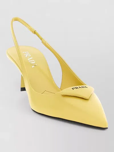 Prada Pineapplecoloured Patent Leather Slingback Pumps In Yellow