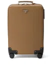 Prada Triangle-logo Leather Suitcase In Braun