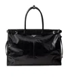 Prada Triangle-logo Leather Tote Bag In Black