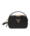 Prada Triangle-logo Leather Tote Bag In Black