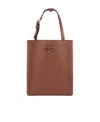Prada Triangle-logo Leather Tote Bag In Brown