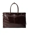 Prada Triangle-logo Leather Tote Bag In Dark Brown