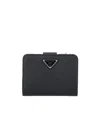 Prada Triangle-logo Leather Wallet In Black