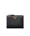 Prada Small Leather Triangle Wallet In Black