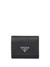 Prada Triangle Logo Leather Wallet In Black